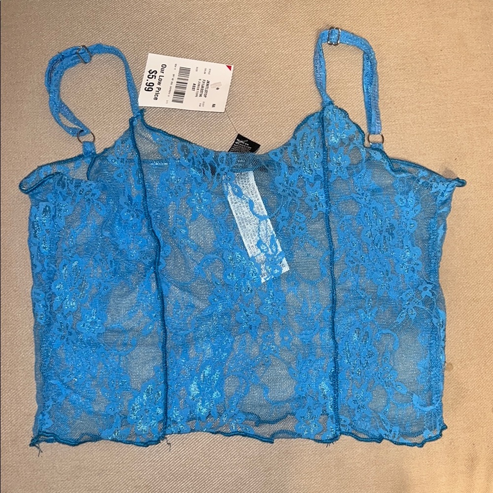 Forever 21 Vibrant Blue Lace Crop Tank Top